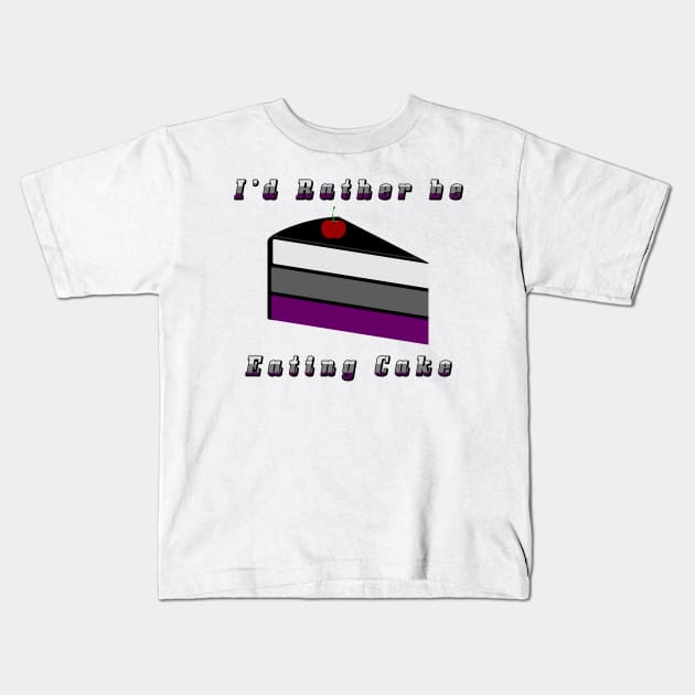 I'd Rather be Eating Cake Asexual Pride Flag Design Kids T-Shirt by LiveLoudGraphics